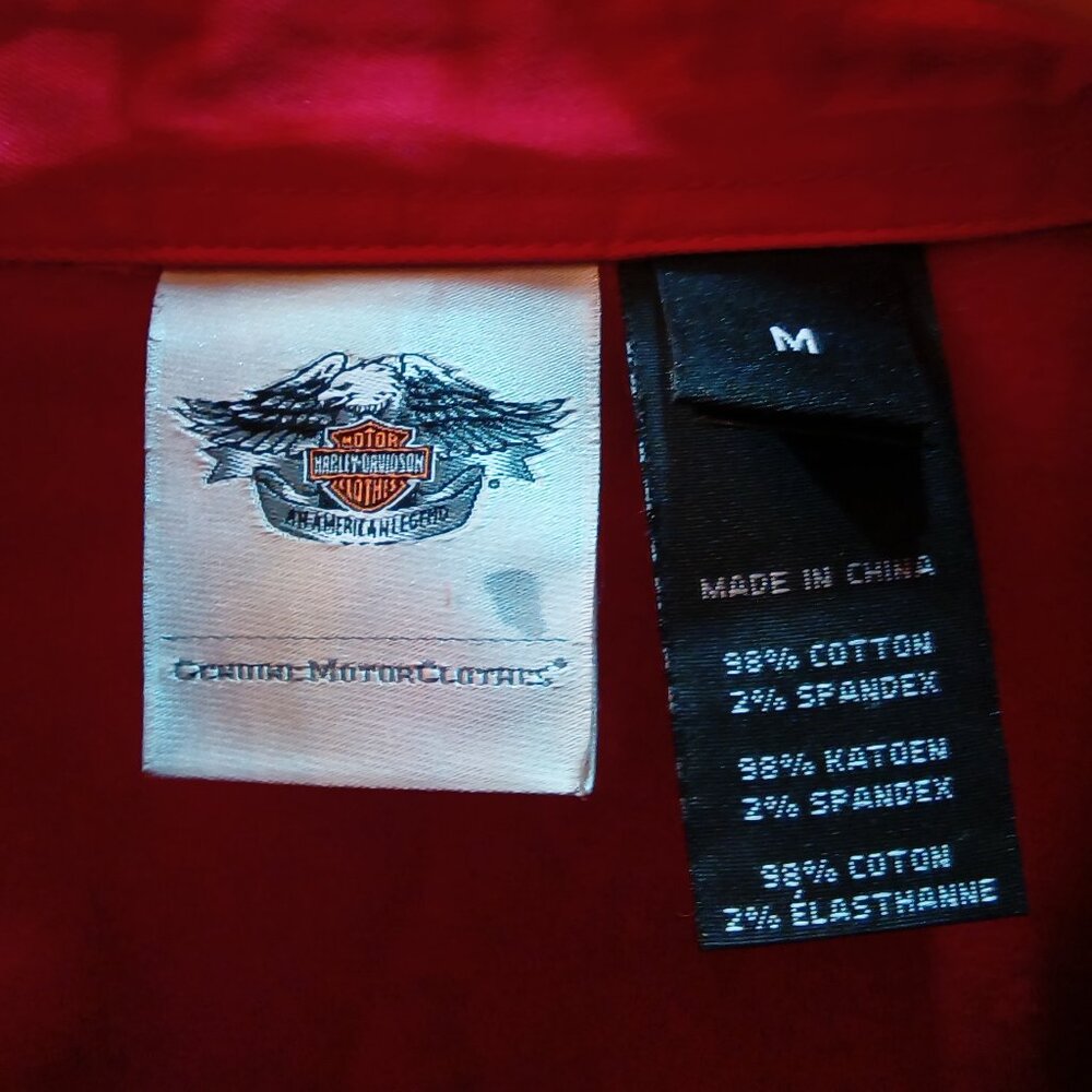 Harley Davidson Red Zip Front Rhinestone Women Med - image 3